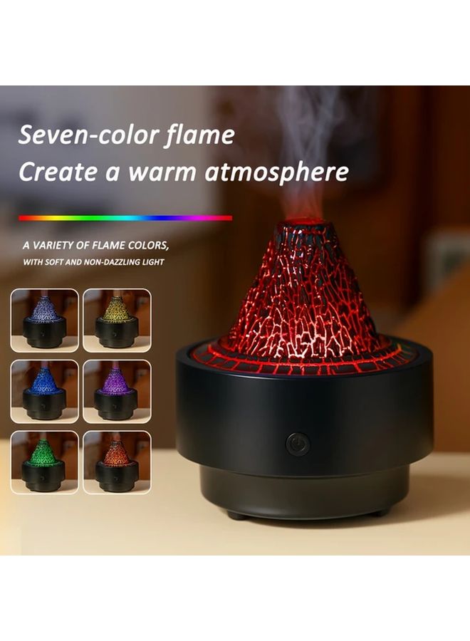 Black Humidifier With Flame Effect Large Mist Spray For Home Relaxation Decor - Image 1